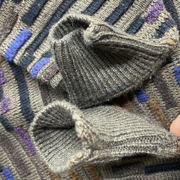 Vintage Mondo Textured Knit Wool Alpaca Blend Crew Neck Dad Sweater M - Picture 13 of 14